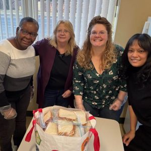 Bank employees made sandwiches for a local food pantry to help those in need.